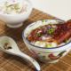 (Front) Roast duck white noodle in soup (Back) Boat people style congee